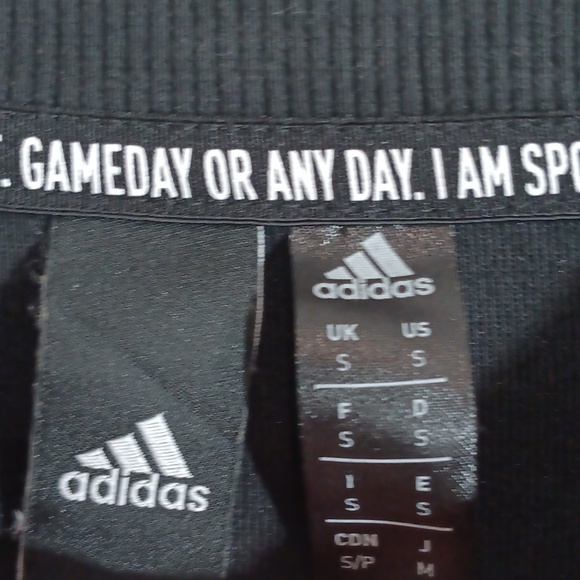 adidas Black Crewneck Sweatshirt with White Sleeve Stripes - Picture 3 of 4